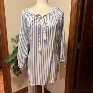 Striped Blue and White Women's Top